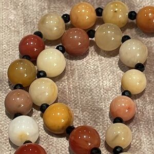 Genuine Honey Quartz & Thai Black Spinel Necklace 190 kts Sterling Silver 925